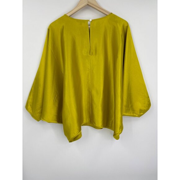 Cha Cha Vente Satin Dolman Sleeve Blouse Yellow Large NWOT - Picture 5 of 5